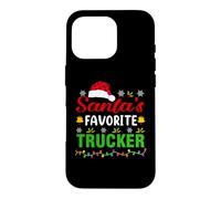 Custodia per iPhone 16 Pro Santa's Favorite Trucker Funny Christmas Trucker Xmas