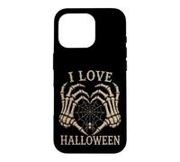 Custodia per iPhone 16 Pro Scheletro Mani Cuore I Love Halloween Spider Costume