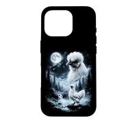 Custodia per iPhone 16 Pro Silkie Pollo Ululando alla Luna 90's Retro