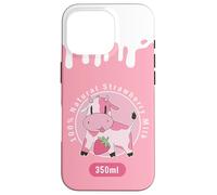 Custodia per iPhone 16 Pro Simpatica mucca rosa Kawaii, Strawberry Milk Girl
