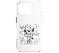 Custodia per iPhone 16 Pro Simpatico cane astronauta esploratore spaziale cucciolo universo design