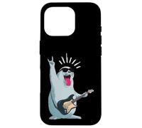Custodia per iPhone 16 Pro Simpatico sigillo Rockstar che suona la chitarra divertente design animale