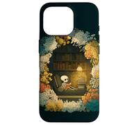 Custodia per iPhone 16 Pro Skeleton Reading Nook Floral Librarian Bookshelf Cozy Flower