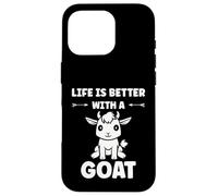 Custodia per iPhone 16 Pro Small Animals Goat quote life is better with a Goat