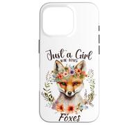 Custodia per iPhone 16 Pro Solo una ragazza che ama volpi e fiori per ragazze amanti della volpe