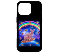 Custodia per iPhone 16 Pro Sphynx Cat Riding Pizza In Space Galaxy Taco Doughnut Cats