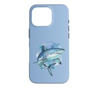 Custodia per iPhone 16 Pro Squalo feroce nei toni del blu
