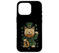 Custodia per iPhone 16 Pro St Patrick's Day Cat Statue Lucky Clover Charm Adult Kids
