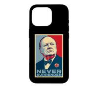 Custodia per iPhone 16 Pro Stampa iconica di Winston Churchill Never Surrender