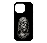 Custodia per iPhone 16 Pro Statua Estetica Oscura Cascata Volti Velati Arte Surreale