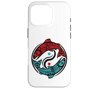 Custodia per iPhone 16 Pro Stile tribale dei nativi americani del salmone del Pacifico nord
