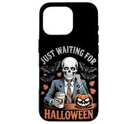 Custodia per iPhone 16 Pro Sto solo aspettando Halloween Funny Skeleton Pumpkin Humor