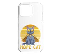 Custodia per iPhone 16 Pro Supporto per il cancro infantile con nastro blu giallo russo Hope Cat