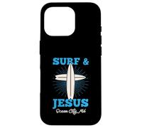 Custodia per iPhone 16 Pro Surf E Gesù Ocean City Maryland Christian Surfer Amore