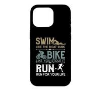 Custodia per iPhone 16 Pro Swim Bike Run Cooles - Bicicletta da triathlon