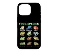 Custodia per iPhone 16 Pro Tabella dei nomi delle specie di rana per bambini Guida all'apprendimento delle rane carine