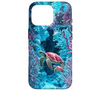 Custodia per iPhone 16 Pro Tartaruga marina barriera corallina amante dell'oceano Fauna marina