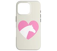 Custodia per iPhone 16 Pro Testa di cavallo con cuore rosa, per equitazione e cowgirl, estetica occidentale