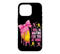 Custodia per iPhone 16 Pro Ti aspetterò a casa Partita di softball Coquette Bow