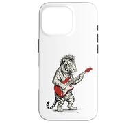 Custodia per iPhone 16 Pro Tiger suona la chitarra Rock & Roll Tigers Rocker Music