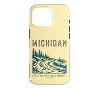 Custodia per iPhone 16 Pro Tipografia Vintage dei Grandi Laghi del Michigan