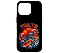 Custodia per iPhone 16 Pro Tokyo Giappone Koi Pesce Castello Sakura Illustrazione d'arte