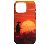 Custodia per iPhone 16 Pro Tramonto samurai giapponese nel Vaporwave Harajuku retro 90s