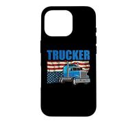Custodia per iPhone 16 Pro Trucker American Flag Funny Trucking Truck Driver