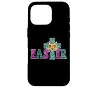 Custodia per iPhone 16 Pro Turquoise Leopard Easter Cross For Christian Sunflower Mom