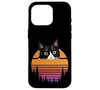 Custodia per iPhone 16 Pro Tuxedo Cat Retro 70s Sunset Vintage Cat Lover