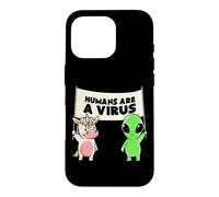 Custodia per iPhone 16 Pro Umani e un virus Alien & Cow Cute Buddies Banner EduEly