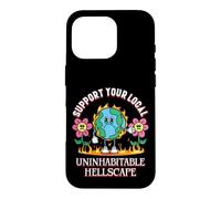 Custodia per iPhone 16 Pro Uninhabitable Hellscape Divertente cambiamento climatico Meme Terra