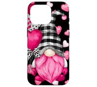 Custodia per iPhone 16 Pro Valentines Gnome For Women Men Couples Cute Heart Pattern