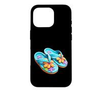 Custodia per iPhone 16 Pro Vibrante Infradito Tropical Plumeria Estate