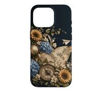 Custodia per iPhone 16 Pro Vintage Geografia Insegnante Atlante Bussola Bloom Style