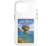 Custodia per iPhone 16 Pro Vintage Lago Huron Rapa Roccia Michigan MI Arte Grandi Laghi