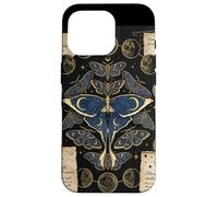 Custodia per iPhone 16 Pro Vintage Luna Moth Fase Lunare Celeste Occulto