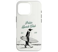 Custodia per iPhone 16 Pro Vintage Polar Beach-Club Pinguino Surfer