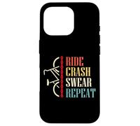 Custodia per iPhone 16 Pro Vintage Ride Crash Swear Repeat - Funny Retro Mountain Bike