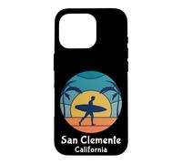 Custodia per iPhone 16 Pro Vintage Tramonto San Clemente Beach California Surfing Surfer