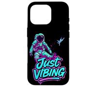 Custodia per iPhone 16 Pro Viola e Teal Astronaut Just Vibing Graphic per gli uomini