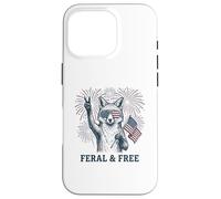 Custodia per iPhone 16 Pro Volpe selvaggia e libera divertente patriottica 4 luglio Fox