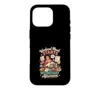 Custodia per iPhone 16 Pro Weekend Inizia Mercoledi Design Divertente Gatto