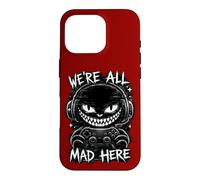 Custodia per iPhone 16 Pro We're All Mad Here Gamer Cheshire Cat Glitch Design