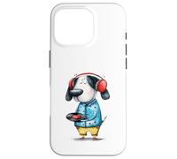 Custodia per iPhone 16 Pro Whimsical Dog Cuffie Vinile Record Music Amante