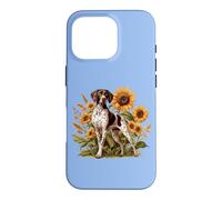 Custodia per iPhone 16 Pro Womens Girls Flowers Hunting Dog German Shorthaired Pointer