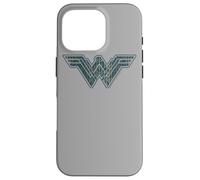 Custodia per iPhone 16 Pro Wonder Woman Movie Blue and Gold Geometric Pattern Logo