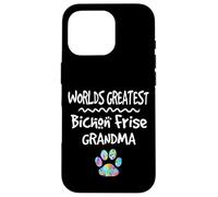 Custodia per iPhone 16 Pro Worlds Greatest Bichon Frise, simpatica stampa a forma di zampa di cane Love