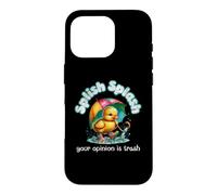 Custodia per iPhone 16 Pro Your Opinion Is Trash Funny Duck Umbrella Rain Boots Citazione