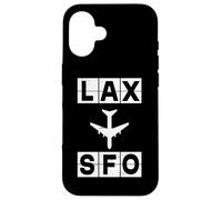 Custodia per iPhone 16 Progettazione del codice di viaggio del percorso dell'aereo LAX SFO